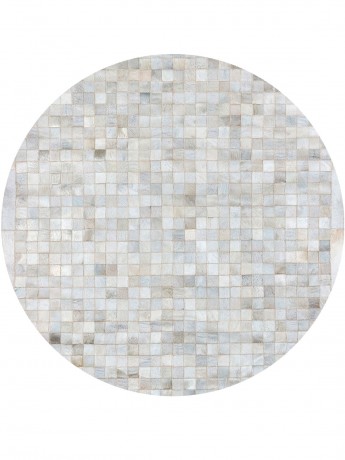 Tapete Couro Branco com Borda (5x5) Redondo - Personalizável