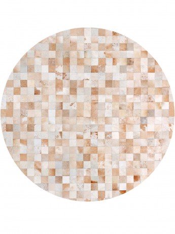 Tapete Couro Branco e Bege Malhado (7x7) Redondo - Personalizável