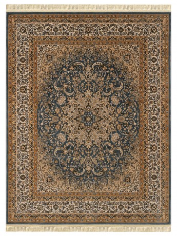 Tapete Tabriz Mahi Azul e Bege - 080x150