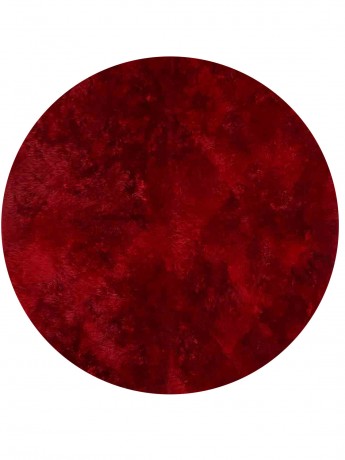 Tapete Pele de Carneiro Vermelho Redondo - Personalizável