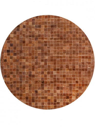 Tapete Couro Caramelo com Borda (5x5) Redondo - Personalizável