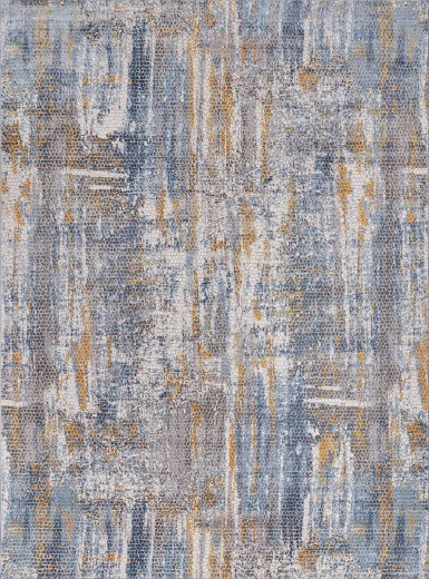 Tapete Milo Antique 3 Azul e Dourado - 057x090