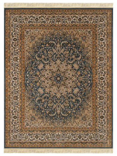 Tapete Tabriz Mahi Azul e Bege - 080x150