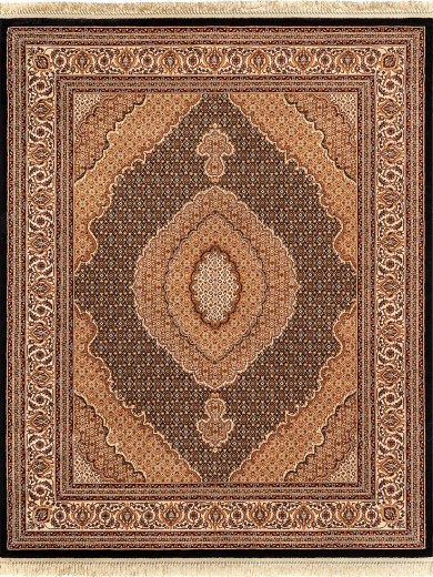 Tapete Tabriz Mahi Preto - 075x144